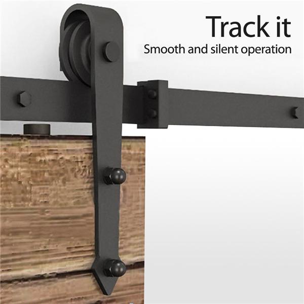 6'' Outdoor Barn Door Hardware Sliding Track Rail Kit Hanger Roller Closet Black - 283604677884-Quality Home Distribution