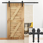 6'' Outdoor Barn Door Hardware Sliding Track Rail Kit Hanger Roller Closet Black - 283604677884-Quality Home Distribution