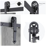 6'' Outdoor Barn Door Hardware Sliding Track Rail Kit Hanger Roller Closet Black - 283604677884-Quality Home Distribution