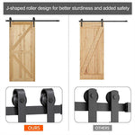 6'' Outdoor Barn Door Hardware Sliding Track Rail Kit Hanger Roller Closet Black - 283604677884-Quality Home Distribution