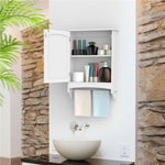 Bathroom Wall Mounted Storage Cabinet with Adjustable Shelf & Towel Bar, White - 283604821814-Quality Home Distribution