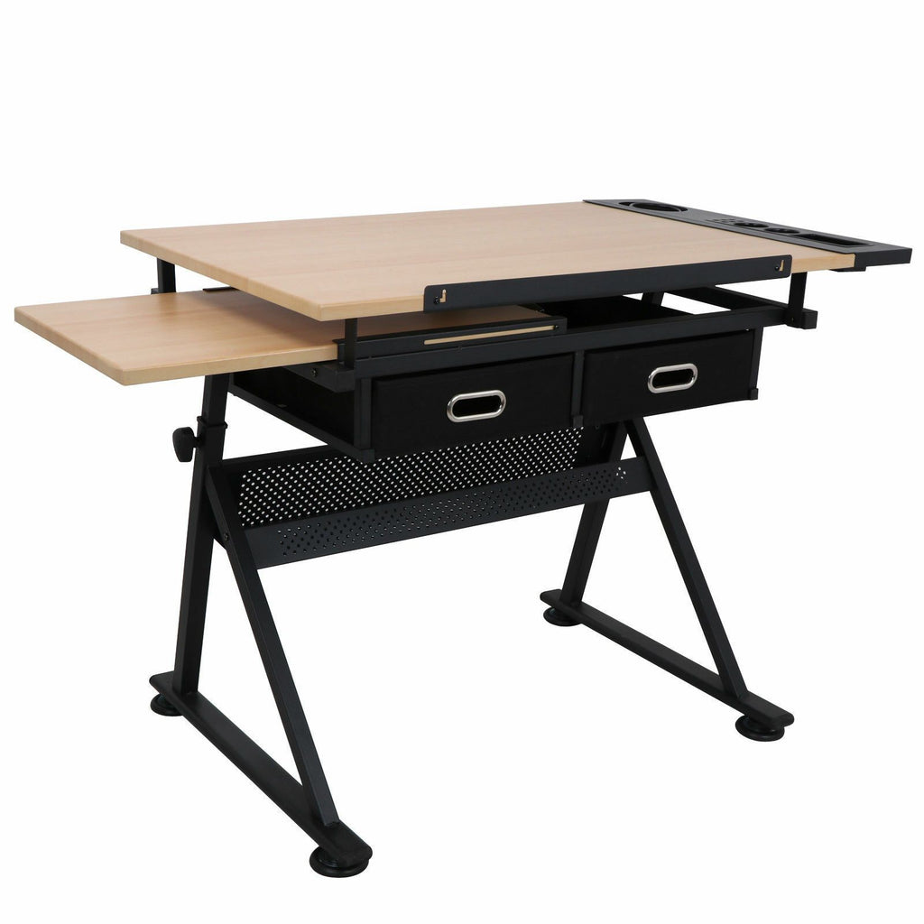 Drafting Drawing Table Tiltable Tabletop, Adjustable Height, Edge Stopper - 173512325769-Quality Home Distribution