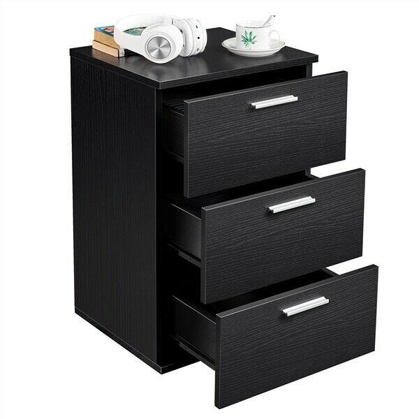 Drawers Night Stand Chest Dresser Metal Handles Sofa Side End Table Black - 283982933144-Quality Home Distribution