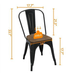 Metal Dining Chairs w/Wood Seat Stackable Side Chairs Kitchen Bistro Chair Black - 283659516237-Quality Home Distribution