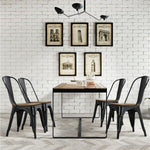 Metal Dining Chairs w/Wood Seat Stackable Side Chairs Kitchen Bistro Chair Black - 283659516237-Quality Home Distribution