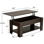 Modern Lift Top Coffee Table w/Hidden Storage & Shelf For Living Room Reception - 283990748077-Quality Home Distribution