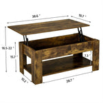 Modern Lift Top Coffee Table w/Hidden Storage & Shelf For Living Room Reception - 283990748077-Quality Home Distribution