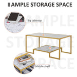 Modern Living Room Side End Table with Underneath Storage Shelf, White & Gold - 353147175262-Quality Home Distribution