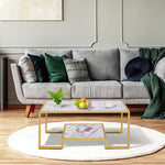 Modern Living Room Side End Table with Underneath Storage Shelf, White & Gold - 353147175262-Quality Home Distribution
