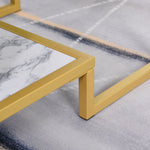 Modern Living Room Side End Table with Underneath Storage Shelf, White & Gold - 353147175262-Quality Home Distribution