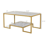 Modern Living Room Side End Table with Underneath Storage Shelf, White & Gold - 353147175262-Quality Home Distribution