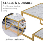 Modern Living Room Side End Table with Underneath Storage Shelf, White & Gold - 353147175262-Quality Home Distribution