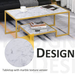 Modern Living Room Side End Table with Underneath Storage Shelf, White & Gold - 353147175262-Quality Home Distribution