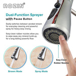 Rozin Brushed Nickel Kitchen Faucet Single Hole Pull Out Spout Kitchen Sink Mixer Tap Stream Sprayer Head Chrome/Black Mixer Tap|Kitchen Faucets| - 14:1254;200007763:201336106-Quality Home Distribution