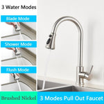 Rozin Brushed Nickel Kitchen Faucet Single Hole Pull Out Spout Kitchen Sink Mixer Tap Stream Sprayer Head Chrome/Black Mixer Tap|Kitchen Faucets| - 14:200001438;200007763:201336106-Quality Home Distribution