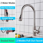 Rozin Brushed Nickel Kitchen Faucet Single Hole Pull Out Spout Kitchen Sink Mixer Tap Stream Sprayer Head Chrome/Black Mixer Tap|Kitchen Faucets| - 14:203008818;200007763:201336106-Quality Home Distribution