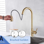 Rozin Brushed Nickel Kitchen Faucet Single Hole Pull Out Spout Kitchen Sink Mixer Tap Stream Sprayer Head Chrome/Black Mixer Tap|Kitchen Faucets| - 14:201450919;200007763:201336106-Quality Home Distribution
