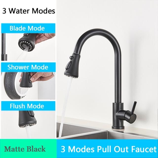Rozin Brushed Nickel Kitchen Faucet Single Hole Pull Out Spout Kitchen Sink Mixer Tap Stream Sprayer Head Chrome/Black Mixer Tap|Kitchen Faucets| - 14:200004870;200007763:201336106-Quality Home Distribution