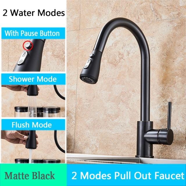 Rozin Brushed Nickel Kitchen Faucet Single Hole Pull Out Spout Kitchen Sink Mixer Tap Stream Sprayer Head Chrome/Black Mixer Tap|Kitchen Faucets| - 14:202997806;200007763:201336106-Quality Home Distribution