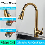 Rozin Brushed Nickel Kitchen Faucet Single Hole Pull Out Spout Kitchen Sink Mixer Tap Stream Sprayer Head Chrome/Black Mixer Tap|Kitchen Faucets| - 14:94;200007763:201336106-Quality Home Distribution