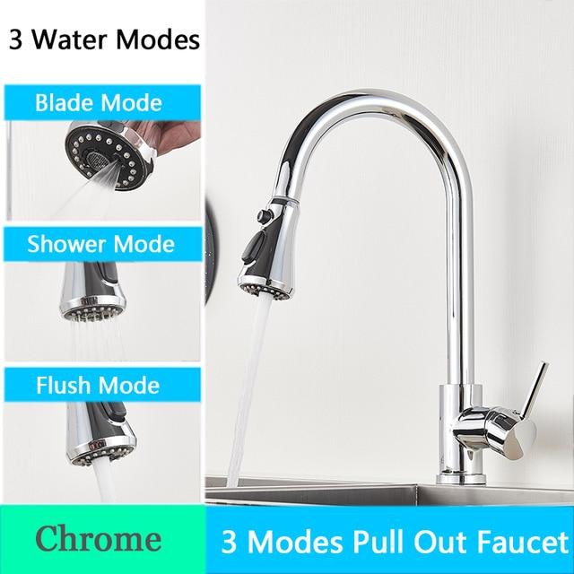 Rozin Brushed Nickel Kitchen Faucet Single Hole Pull Out Spout Kitchen Sink Mixer Tap Stream Sprayer Head Chrome/Black Mixer Tap|Kitchen Faucets| - 14:200002130;200007763:201336106-Quality Home Distribution