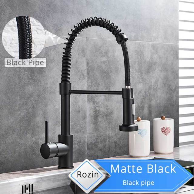Rozin Matte Black Kitchen Faucet Deck Mounted Mixer Tap 360 Degree Rotation Stream Sprayer Nozzle Kitchen Sink Hot Cold Taps|hot cold|mixer tapkitchen faucet - 14:29;200007763:201336100-Quality Home Distribution