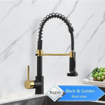 Rozin Matte Black Kitchen Faucet Deck Mounted Mixer Tap 360 Degree Rotation Stream Sprayer Nozzle Kitchen Sink Hot Cold Taps|hot cold|mixer tapkitchen faucet - 14:200002130;200007763:201336100-Quality Home Distribution