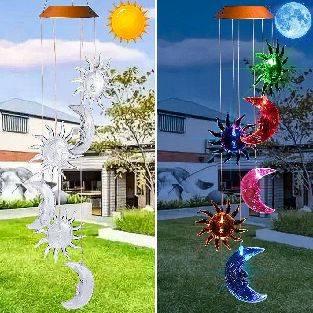 Solar Wind Chimes Lights LED Color Changing Hanging Hummingbird Ball Garden Lamp - 183197258064-Quality Home Distribution